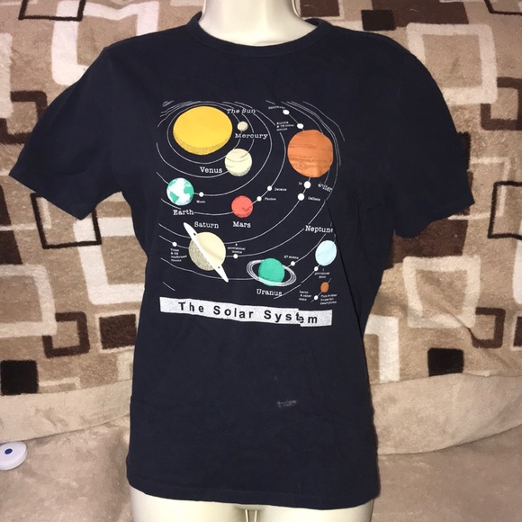 Gap kids XXL the solar system tee black with multi planet colors stained 💕 - Picture 1 of 4
